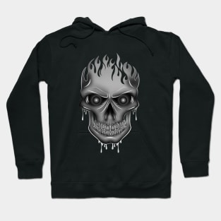 Flame Skull - Silver Hoodie